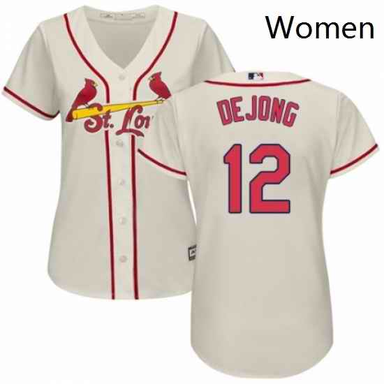 Womens Majestic St Louis Cardinals 12 Paul DeJong Authentic Cream Alternate Cool Base MLB Jersey
